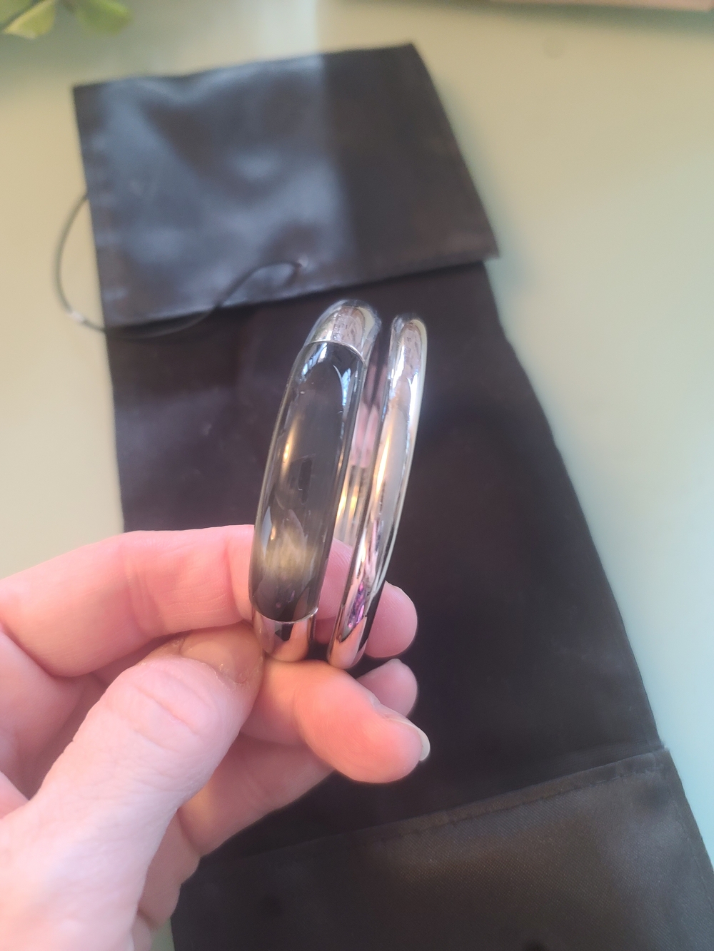 Calvin Klein Two-Tone Silver and Gunmetal Cuff Bracelet Set